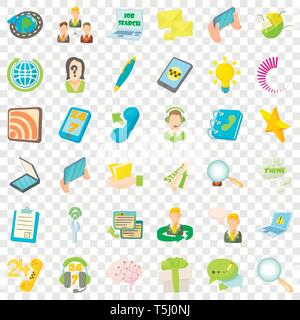 Sprechen Sie uns Symbole, Cartoon Stil Stock Vektor