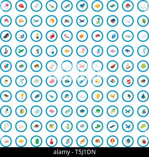 100 verschiedene Icons Set, isometrischen 3d Stil Stock Vektor