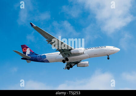 Hawaiian Airlines Jet Landung Stockfoto