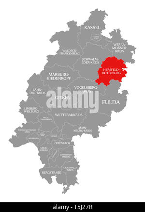 Landkreis Hersfeld-Rotenburg county rot hervorgehoben Karte von Hessen Deutschland Stockfoto