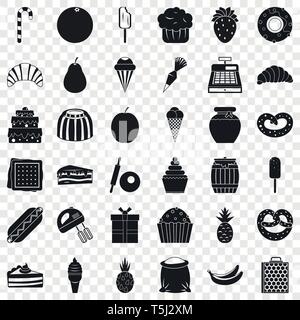 Süßwaren Symbole gesetzt, einfachen Stil Stock Vektor