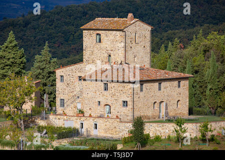 Traditionelle toskanische Bauernhaus in die Weinberge rund um Panzano in Chianti, Toskana, Italien Stockfoto