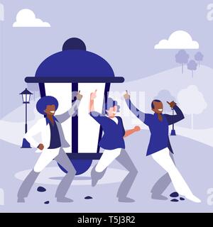 Interracial Tänzer Gruppe tanzen im Park Vector Illustration Design Stock Vektor