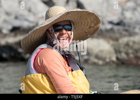 Sea Kayak Guide, Bucht von Loreto Nat. Park, Baja California Sur, Mexiko. Stockfoto