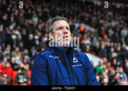 13. April 2019, Bramall Lane, Sheffield, England; Sky Bet Meisterschaft, Sheffield United vs Millwall; Neil Harris Manager von Millwall während des Spiels Credit: Mark Cosgrove/News Bilder der Englischen Football League Bilder unterliegen DataCo Lizenz Stockfoto