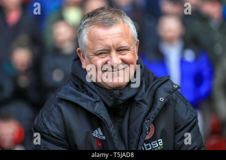 13. April 2019, Bramall Lane, Sheffield, England; Sky Bet Meisterschaft, Sheffield United vs Millwall; Chris Wilder Manager von Sheffield United während des Spiels Credit: Mark Cosgrove/News Bilder der Englischen Football League Bilder unterliegen DataCo Lizenz Stockfoto