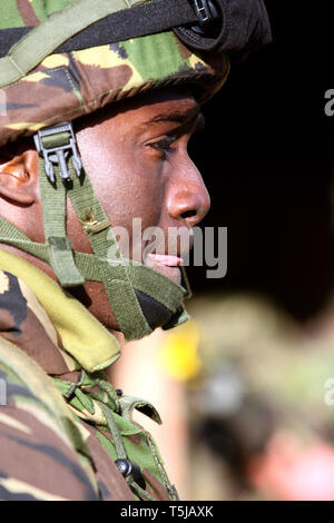 Reservisten vom Londoner nur TA Infanterie Regiment, das London Regiment, vor der Bereitstellung Training in der Vorbereitung für den Dienst in Afghanistan. Norfolk. 10.12.09 Stockfoto