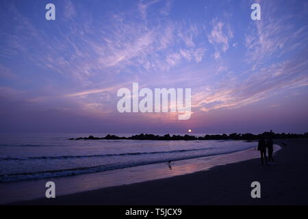 Schönen Sonnenuntergang Skyline am Venice Beach, Los Angeles, Kalifornien Stockfoto