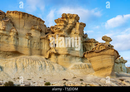 Blick auf die erosionen von Bolnuevo, Las Gredas, Mazarron. Murcia, Spanien Stockfoto