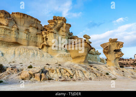 Blick auf die erosionen von Bolnuevo, Las Gredas, Mazarron. Murcia, Spanien Stockfoto