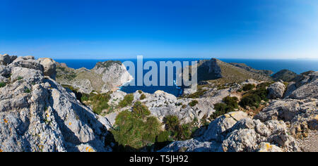 Spanien, Balearen, Mallorca, Panoramablick auf Cap de Formentor Stockfoto