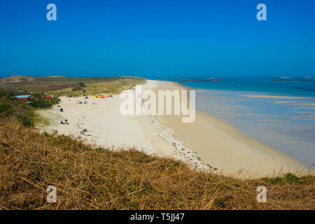 Grossbritannien, Kanalinseln, Herm, Überblicken über Shell Beach Stockfoto