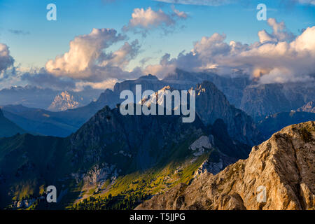 Italien, Venetien, Dolomiten, Alta Via Bepi Zac, Sonnenuntergang Stockfoto