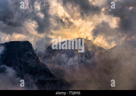 Italien, Venetien, Dolomiten, Alta Via Bepi Zac, Sonnenuntergang Stockfoto