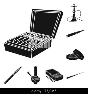 Zigarre, Hookah, Schnupftabak, elektronische, Streichholzschachtel, Mundstück, Box, Shisha, Lieferung, Filter, Bong, Halter, Paket, Bar, Papier, Asche, Lang, Pack, Zubehör, klassische, runde, Dampf, Streichholz, Baum, schlecht, Arabisch, Rauchen, Vaporizer, anti, Gewohnheit, Zigaretten, Tabak, Gesundheit, Nikotin, Rauchen, Statistiken, verweigern, Stop, Set, Vector, Icon, Illustration, isoliert, Sammlung, Design, Element, Grafik, Zeichen, Schwarz, einfachen Vektor Vektoren, Stock Vektor