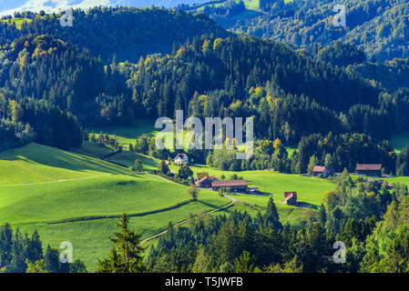 Ländliche Landschaft im Appenzellerland in der Ostschweiz Stockfoto