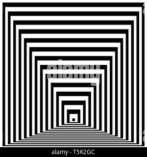 Optische illusion Linien Hintergrund. Abstrakten 3d schwarz und weiß Illusionen. Konzeption der optischen Illusion Vektor. EPS 10 Vector Illustration Stock Vektor