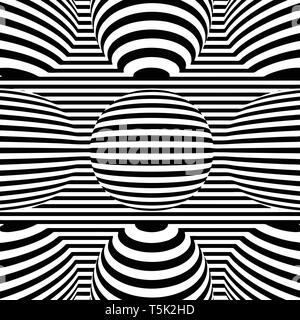 Optische illusion Linien Hintergrund. Abstrakten 3d schwarz und weiß Illusionen. Konzeption der optischen Illusion Vektor. EPS 10 Vector Illustration Stock Vektor