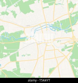 Druckbare Karte von Lippstadt, Deutschland mit Haupt- und Nebenstraßen und größere Bahnen. Diese Karte ist sorgfältig für Routing und Inverkehrbringen Champagnerkelch konzipiert Stock Vektor