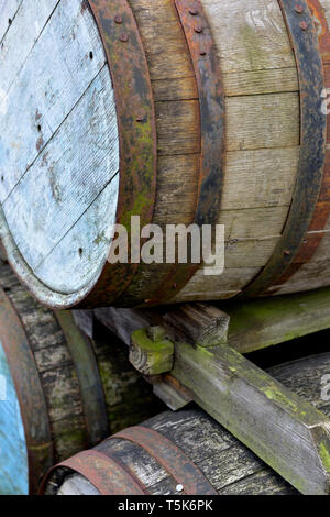 Alte, antike Holzfass Fracht Container Stockfoto