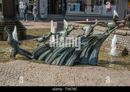 Bodenwerder, Deutschland, 21/04/2019 - Skulptur der "Lügenbaron von Münchhausen' Stockfoto