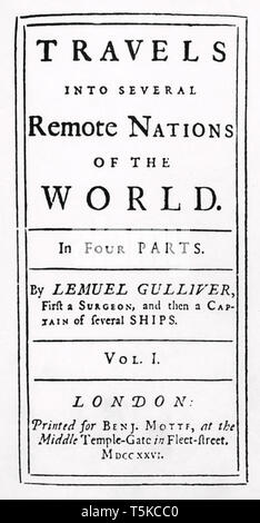GULLIVER'S REISEN Titelblatt des 1726 Buch von Jonathan Swift Stockfoto