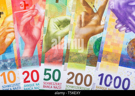 Schweizer Franken, einen geschäftlichen Hintergrund Stockfoto