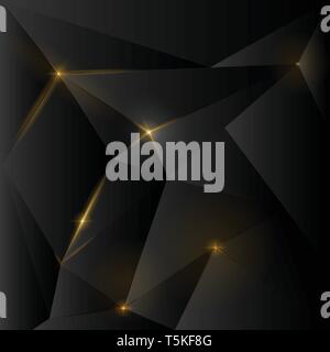 Dunkle polygonalen Hintergrund mit Rissen und Licht-abstrakten dreieckige Hintergrund mit Farbverlauf Stock Vektor