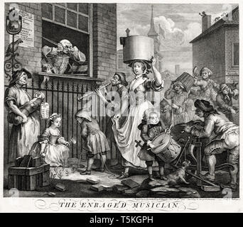 William Hogarth, der wütenden Musiker, Gravieren, 1741 Stockfoto