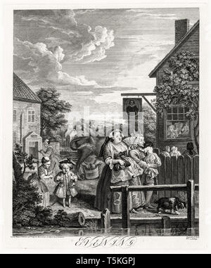 William Hogarth, vier Mal am Tag: Abend, Gravieren, 1738 Stockfoto