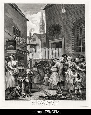 William Hogarth, die vier Tageszeiten: Mittag, Gravieren, 1738 Stockfoto