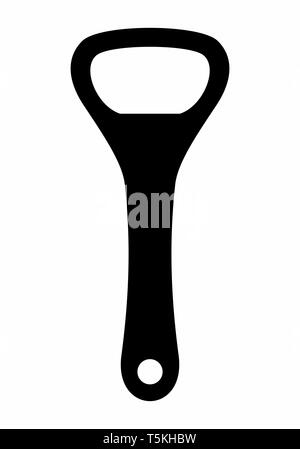 Dunkle Silhouette eines Flaschenöffner auf weißem Hintergrund Stock Vektor