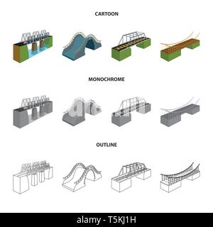 Brücke, modern, Fußgängerzone, Meer, montiert, Eisenbahn, montiert, Hängen, Eisenbahn, Beton, Spalten, Ufer, Fluss, Handläufe, Autobahn, Metall, Alte, Wasserfall, Spalte, Straße, Lange, Prop, Arch, Ufer, hängend, Bahn, Bau, Bahn, Kabel, Verbindung, entwerfen, konstruieren, side, Brückenbau, Architektur, Sehenswürdigkeiten, Struktur, Kreuzung, Sicht, Set, Vector, Icon, Illustration, isoliert, Sammlung, Element, Grafik, Vektor, Vektoren, Stock Vektor