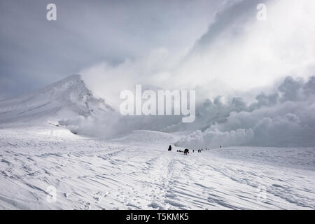 Mt. Asahi, Hokkaido, Japan vulkanischen Gipfel Daisetsuzan Nationalpark während der Wintersaison. Stockfoto