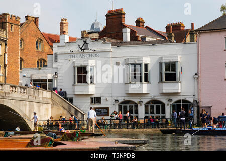 Der Anker Public House, die Mühle Teich, Universitätsstadt Cambridge, Cambridgeshire, England Stockfoto