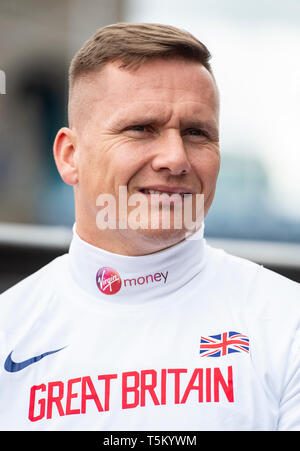 London, Großbritannien. 25 rh Apr 2019. David Wehr besucht die Elite Rollstuhl AthleteÕs Fotoshooting vor dem Sonntag London Marathon im Tower Hotel am 25. April 2019 in London, England. Credit: Gary Mitchell, GMP-Media/Alamy leben Nachrichten Stockfoto