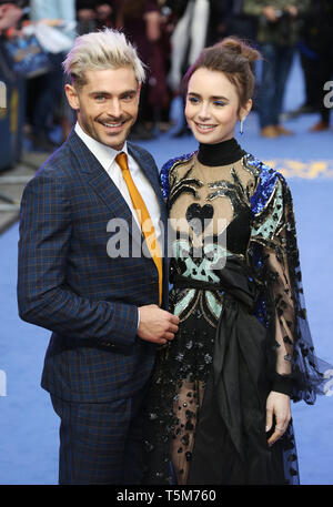 Zac Efron und Lily Collins teilnehmen Die Europäische Erstaufführung von extrem Böse, erschreckend Bösen und Gemeinen Im Curzon Mayfair in London. Stockfoto