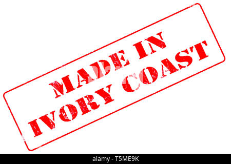 Gummistempel mit roter Tinte auf weißem Hintergrund Konzept Lesung in der Elfenbeinküste Stockfoto