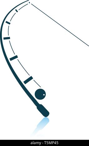 Ikone des gebogenen Angelgerät. Schatten-Reflexion-Design. Vektor-Illustration. Stock Vektor