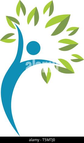 Baum Menschen menschlichen Charakter logo Zeichen Illustration vektor design Stock Vektor