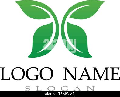 Logos der grünen Baum Blatt Ökologie Stock Vektor