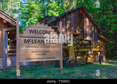 Kanada, British Columbia, Port Alberni, McLean Mill National Historic Site, dampfbetriebene Sägemühle Stockfoto