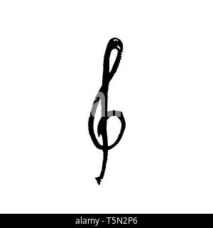 Violinschlüssel Symbol. Grunge Brush Vector Illustration. Stock Vektor