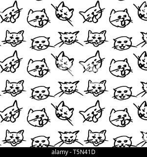 Cat nahtlose Muster Kätzchen vektor Schal isoliert Hintergrundbild wiederholen Doodle Stock Vektor
