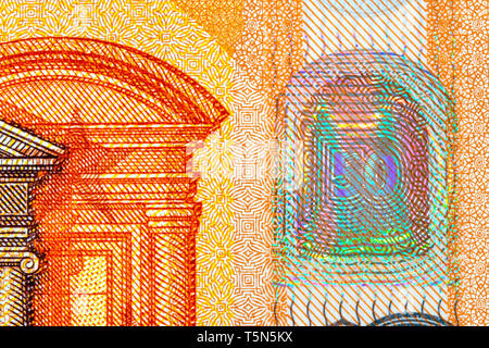50 euro Bank Note Nahaufnahme Detail, europäischen Währung Stockfoto