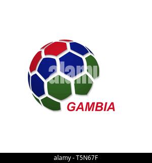 Fußball-Banner. Vector Illustration der abstrakten Fußball mit Gambia Flagge Farben Stock Vektor