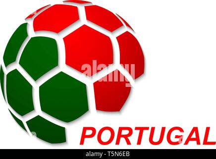 Fußball-Banner. Vector Illustration der abstrakten Fußball mit Portugal nationalflagge Farben Stock Vektor