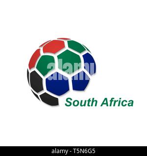 Fußball-Banner. Vector Illustration der abstrakten Fußball mit Südafrika nationalflagge Farben Stock Vektor