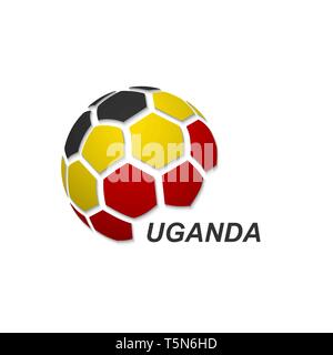 Fußball-Banner. Vector Illustration der abstrakten Fußball mit Uganda National Flagge Farben Stock Vektor