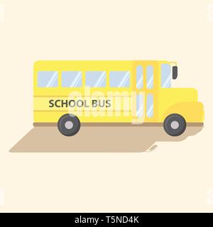 Schule Verkehrsmittel Bus Gelb Vektor Cartoon Illustration Stock Vektor